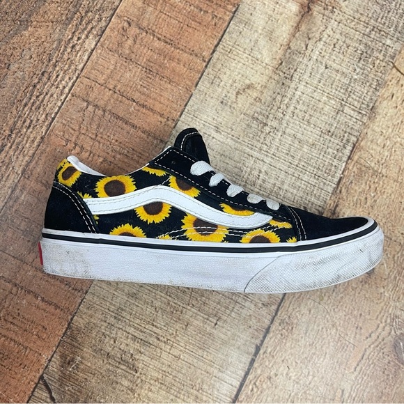 Vans Sunflower Size 1 Kids Lace Up Low Top Sneakers Skate Boho - Picture 1 of 10